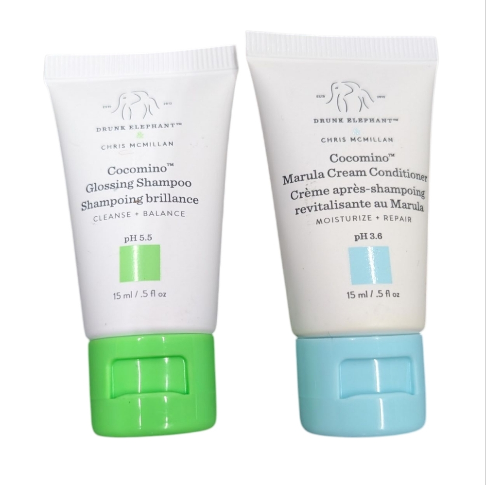 Drunk Elephant Cocomino Glossing Shampoo & Marula Cream Conditioner Set NWT